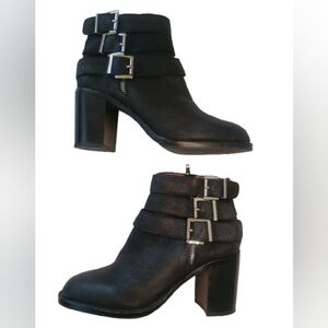 Jeffrey Campbell 3 Buckle Rayburn Black Nubuck Ankle Boots Size:8